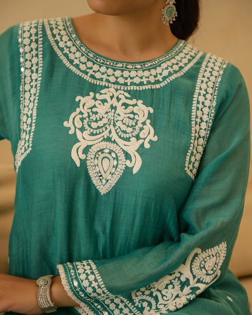 Rama Green – Dori Embroidered A-Line Suit Set